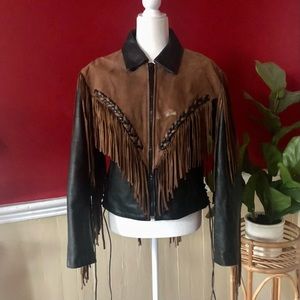 BRAIDED AND FRINGE WESTERN LEATHER JACKET
